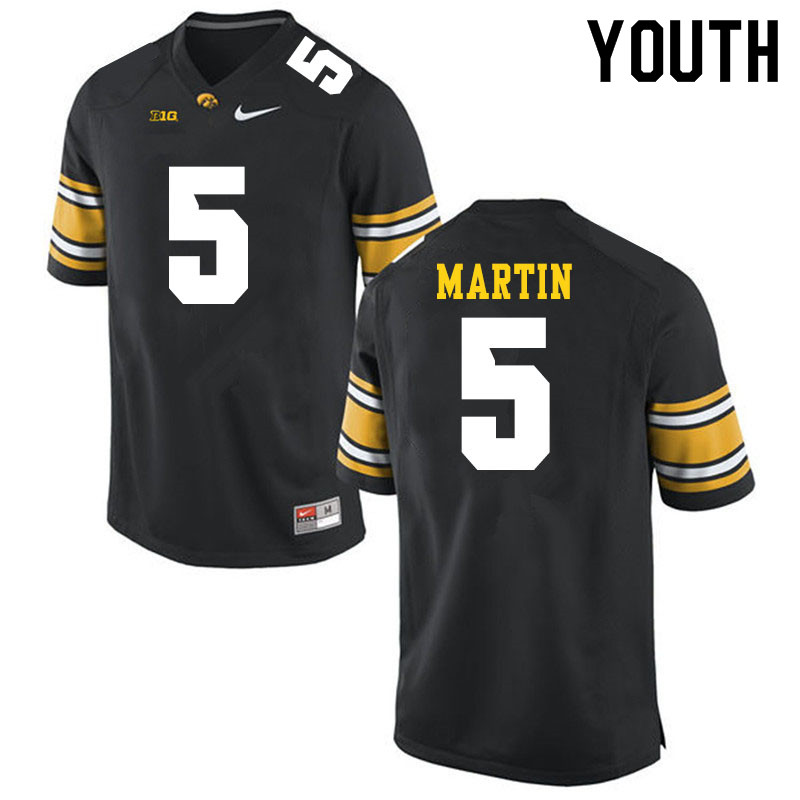 Youth #5 Oliver Martin Iowa Hawkeyes College Football Jerseys Sale-Black - Click Image to Close